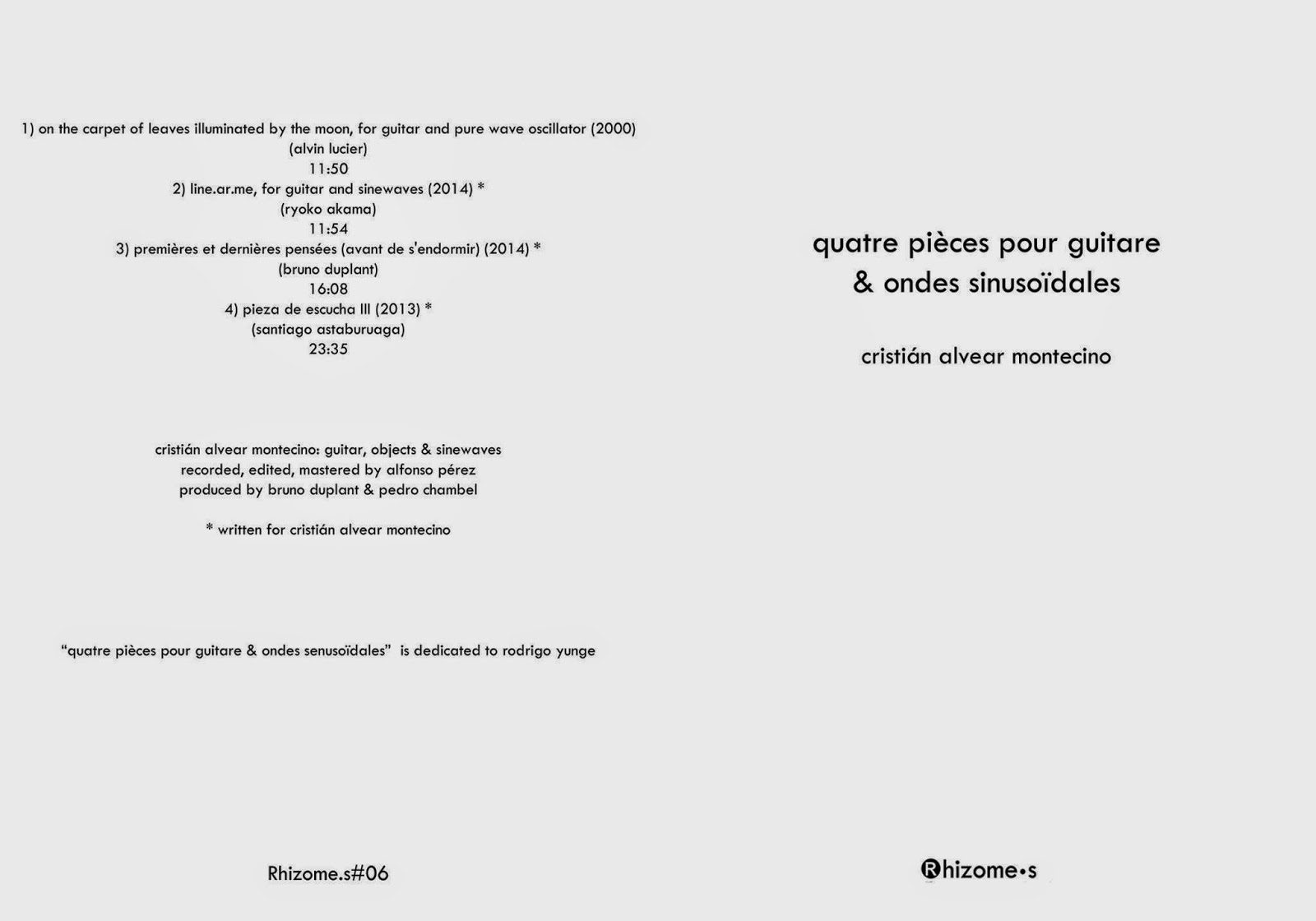 quatre pièces pour guitare et ondes sinusoïdales by Cristián Alvear Montecino