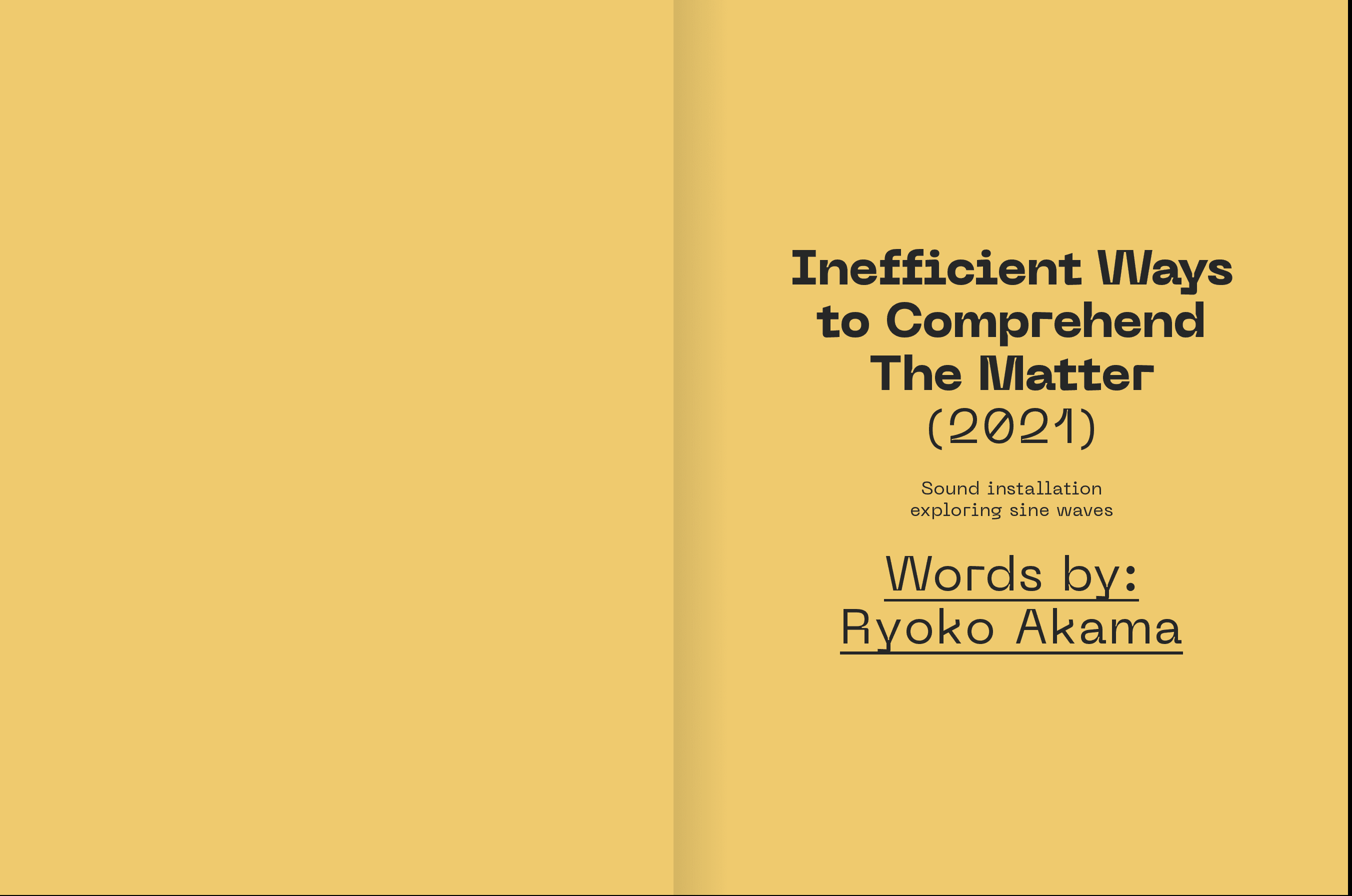 Towards an Aesthetics of the Sine Wave / Sinudoidal Perspectives